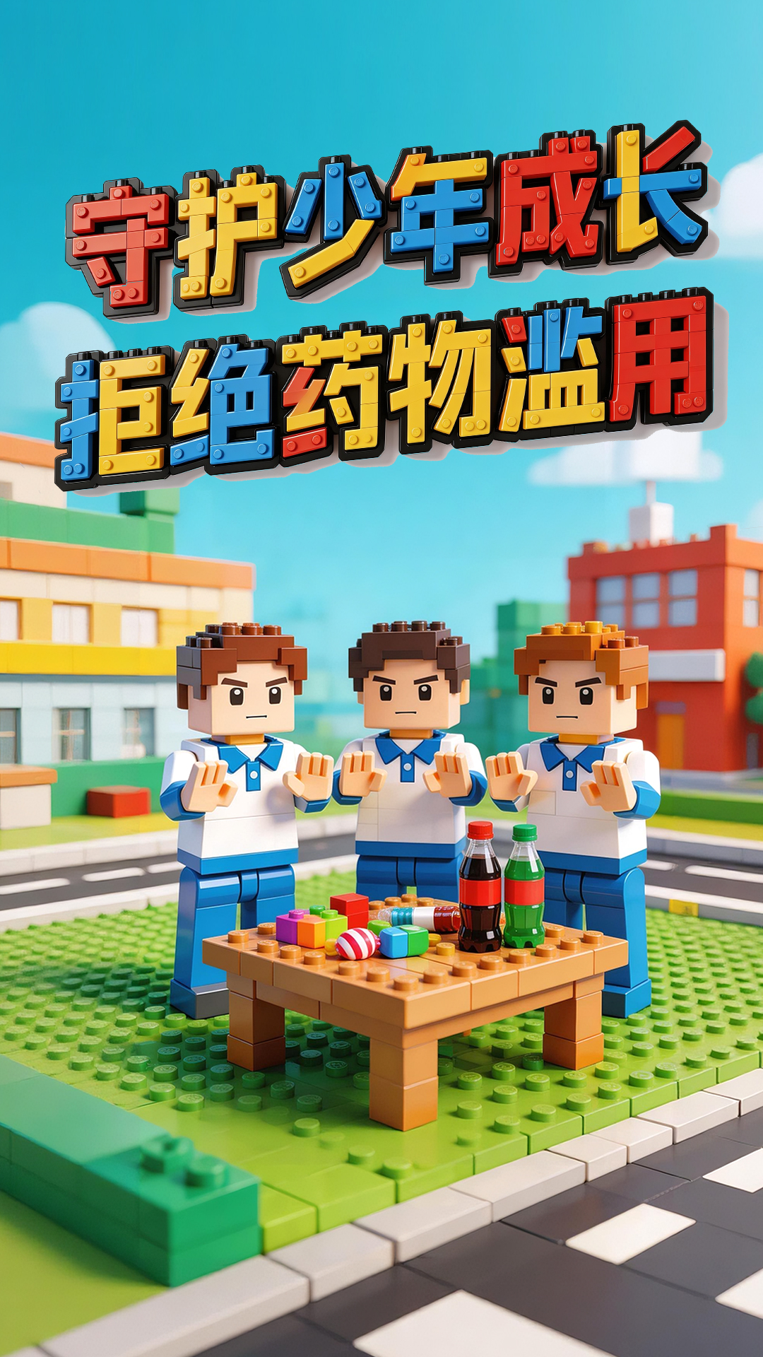 全民禁毒宣传月：03《守护少年成长，拒绝药物滥用》系列海报