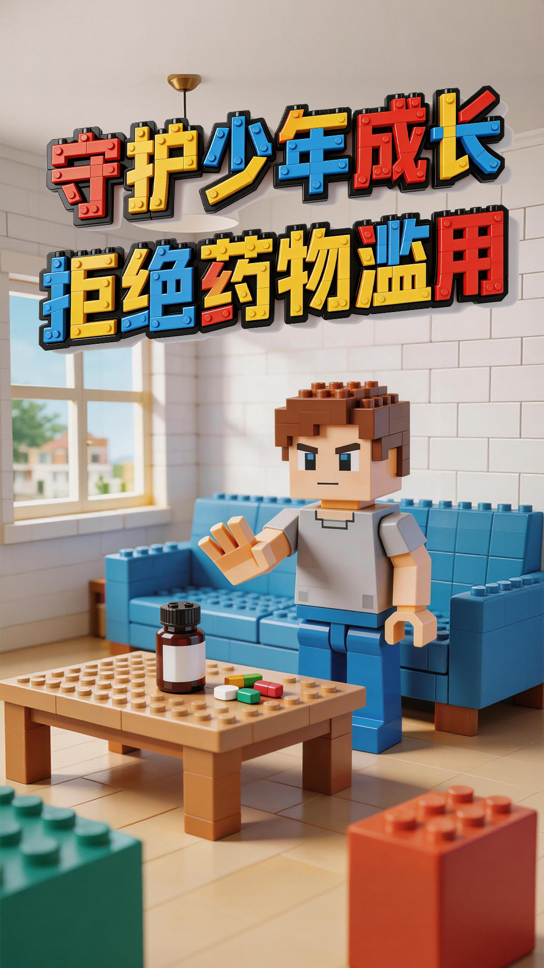 全民禁毒宣传月：03《守护少年成长，拒绝药物滥用》系列海报